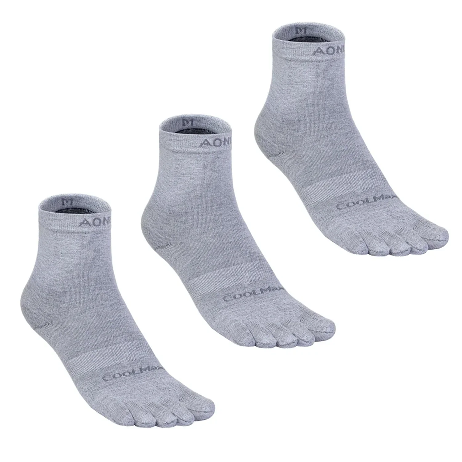 AONIJIE 3 Pair Mid-Length Five Toe Socks -E4845